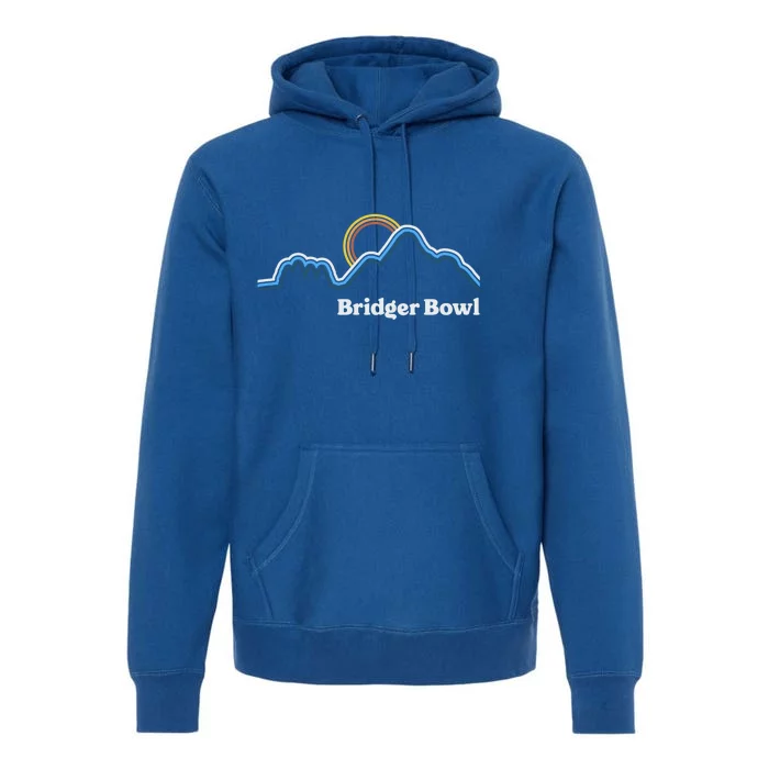 Retro Bridger Bowl Montana Hiking Adventure Outdoor Cute Gift Premium Hoodie