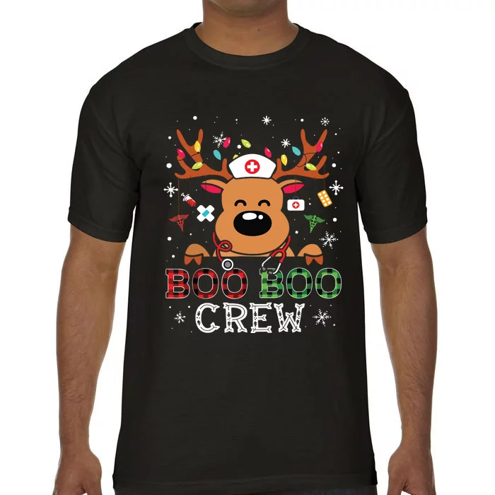 Reindeer Boo Boo Crew Nurse Buffalo Plaid Christmas Nurse Comfort Colors T-Shirt