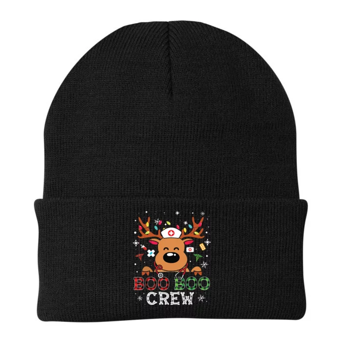 Reindeer Boo Boo Crew Nurse Buffalo Plaid Christmas Nurse Knit Cap Winter Beanie