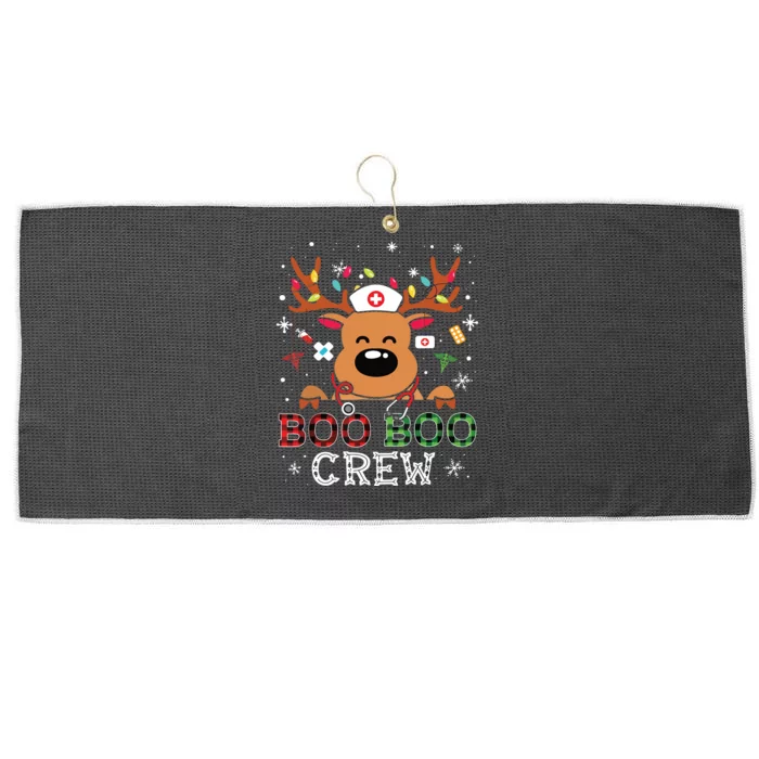 Reindeer Boo Boo Crew Nurse Buffalo Plaid Christmas Nurse Large Microfiber Waffle Golf Towel