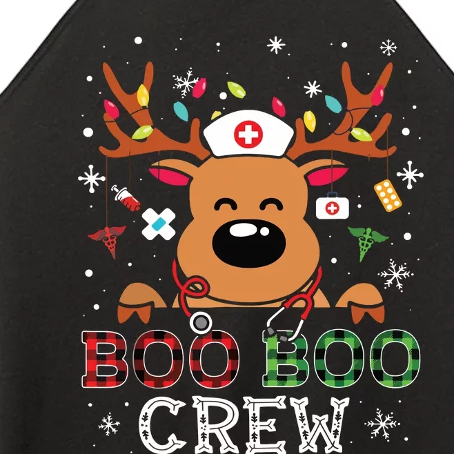 Reindeer Boo Boo Crew Nurse Buffalo Plaid Christmas Nurse Women’s Perfect Tri Rocker Tank