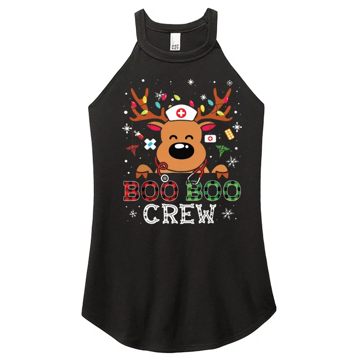 Reindeer Boo Boo Crew Nurse Buffalo Plaid Christmas Nurse Women’s Perfect Tri Rocker Tank