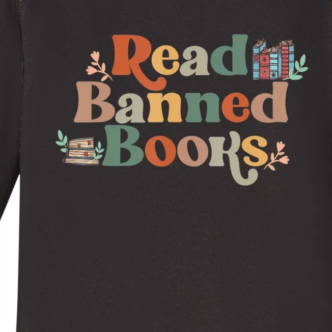 Read Banned Book, Retro Bookaholic, Book Lover Baby Long Sleeve Bodysuit