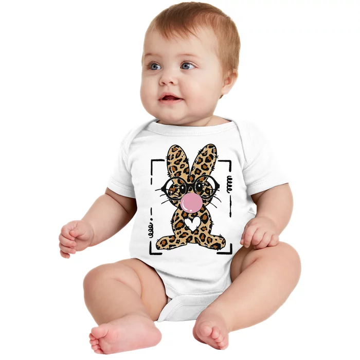 Rabbit Bunny Blowing Bubble Leopard Easter Day Baby Bodysuit