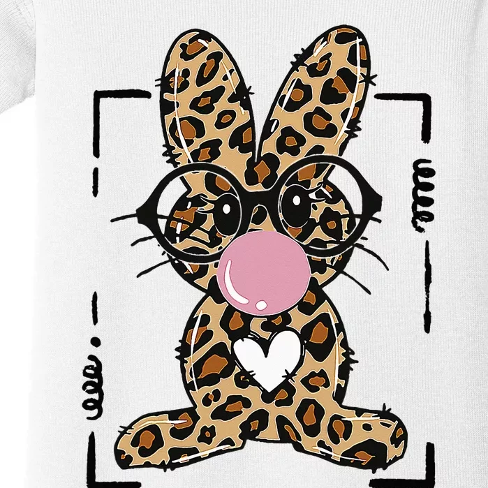 Rabbit Bunny Blowing Bubble Leopard Easter Day Baby Bodysuit