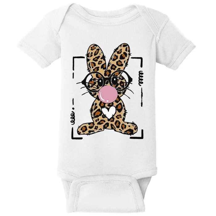 Rabbit Bunny Blowing Bubble Leopard Easter Day Baby Bodysuit