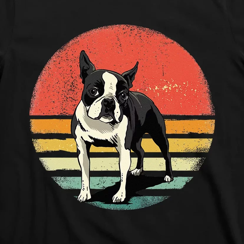 Retro Boston Bull Terrier Dog Puppy Boston Terrier Dad Mom T-Shirt