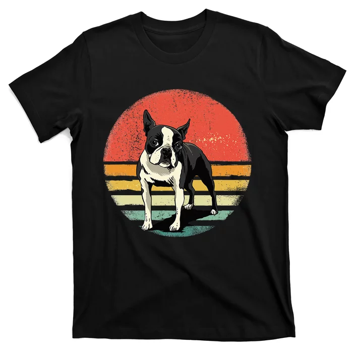 Retro Boston Bull Terrier Dog Puppy Boston Terrier Dad Mom T-Shirt