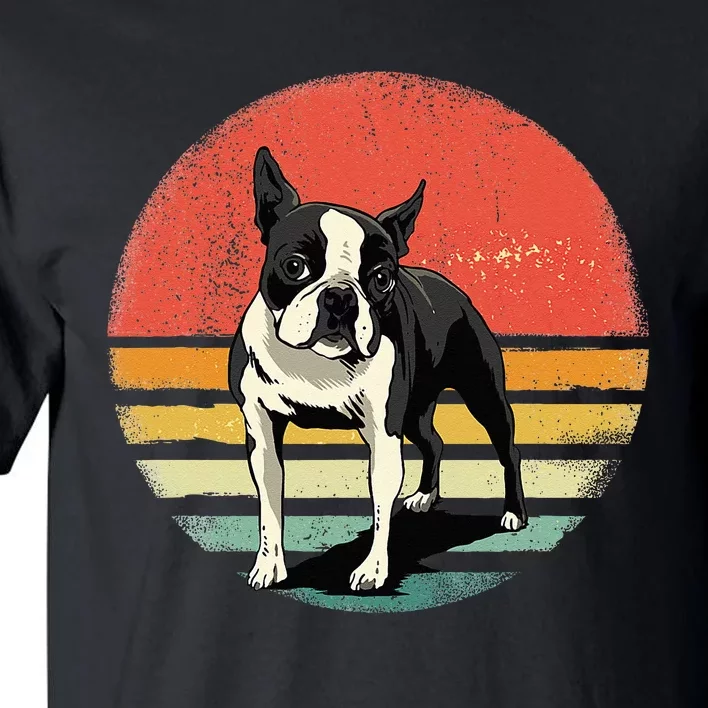 Retro Boston Bull Terrier Dog Puppy Boston Terrier Dad Mom Tall T-Shirt