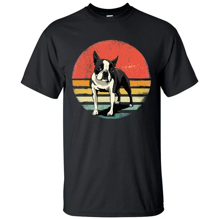 Retro Boston Bull Terrier Dog Puppy Boston Terrier Dad Mom Tall T-Shirt