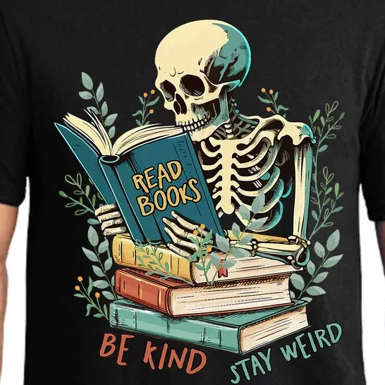 Read Books Be Kind Stay Weird Funny Skeleton Book Lover Pajama Set