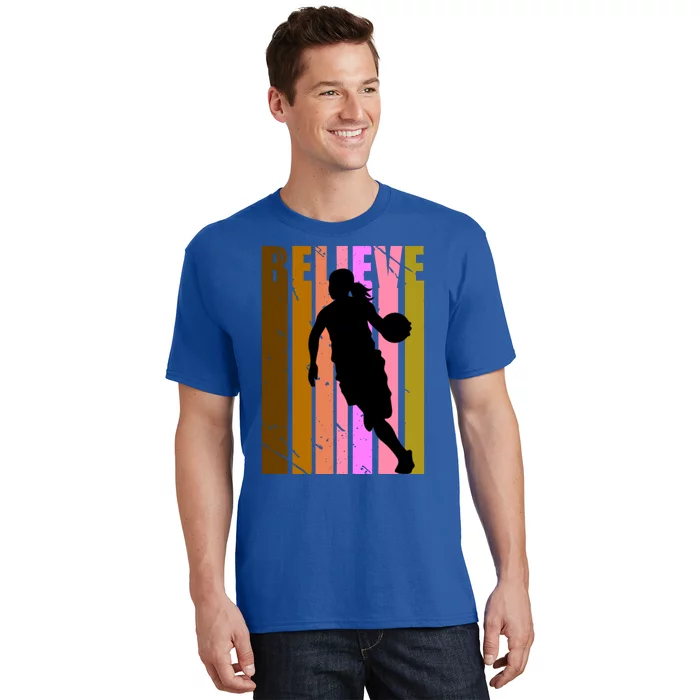 Retro Believe Basketball Player Team Coach Coaching Gift T-Shirt