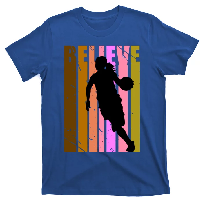 Retro Believe Basketball Player Team Coach Coaching Gift T-Shirt