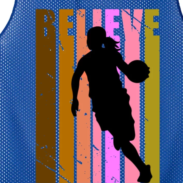 Retro Believe Basketball Player Team Coach Coaching Gift Mesh Reversible Basketball Jersey Tank