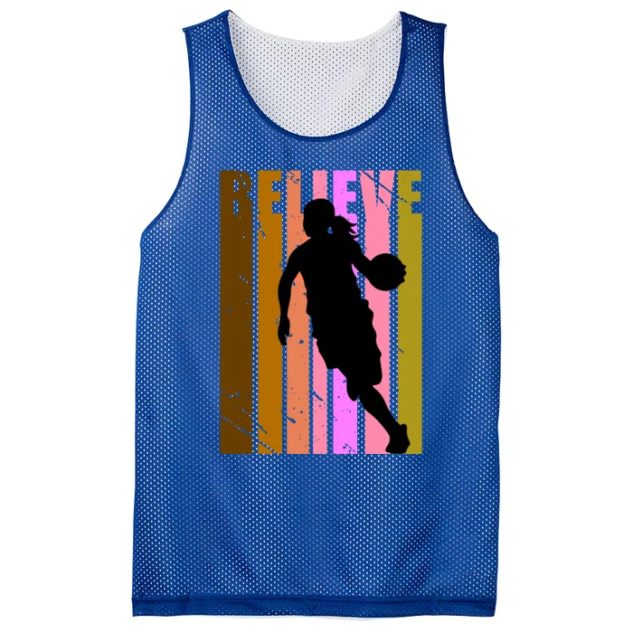 Retro Believe Basketball Player Team Coach Coaching Gift Mesh Reversible Basketball Jersey Tank