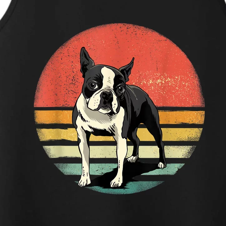 Retro Boston Bull Terrier Dog Puppy Boston Terrier Dad Mom Performance Tank