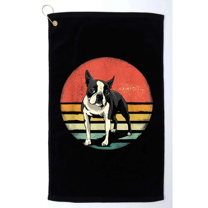 Retro Boston Bull Terrier Dog Puppy Boston Terrier Dad Mom Platinum Collection Golf Towel