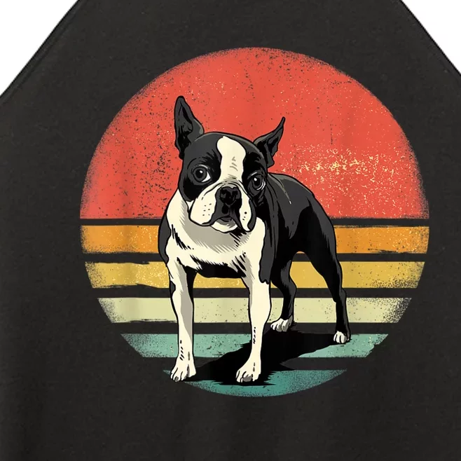 Retro Boston Bull Terrier Dog Puppy Boston Terrier Dad Mom Women’s Perfect Tri Rocker Tank