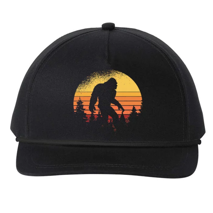 Retro Bigfoot Believer Silhouette Sasquatch Hide And Seek Snapback Five-Panel Rope Hat