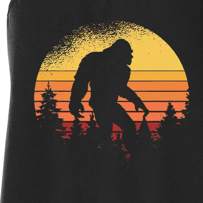 Retro Bigfoot Believer Silhouette Sasquatch Hide And Seek Women's Racerback Tank