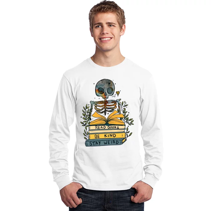 Read Books Be Kind Stay Weird Vintage Retro Bookworm Reading Long Sleeve Shirt