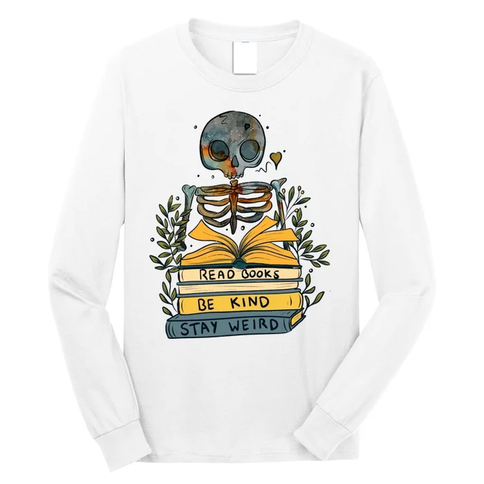 Read Books Be Kind Stay Weird Vintage Retro Bookworm Reading Long Sleeve Shirt