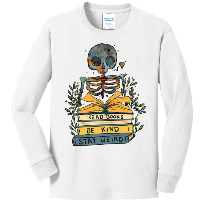 Read Books Be Kind Stay Weird Vintage Retro Bookworm Reading Kids Long Sleeve Shirt