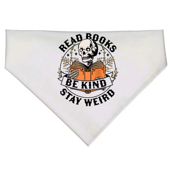 Read Books Be Kind Stay Weird Skeleton Reading Book Bookish USA-Made Doggie Bandana