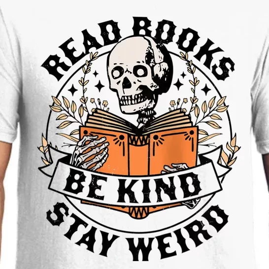 Read Books Be Kind Stay Weird Skeleton Reading Book Bookish Pajama Set