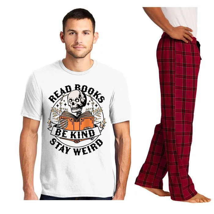 Read Books Be Kind Stay Weird Skeleton Reading Book Bookish Pajama Set