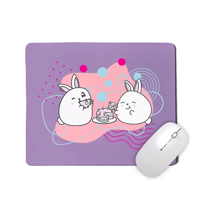 Rainbow Bunny Bop Tea Party Mousepad