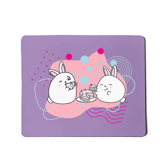 Rainbow Bunny Bop Tea Party Mousepad