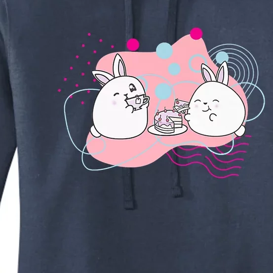 Rainbow Bunny Bop Tea Party Women's Pullover Hoodie