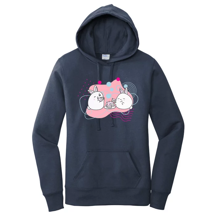 Rainbow Bunny Bop Tea Party Women's Pullover Hoodie