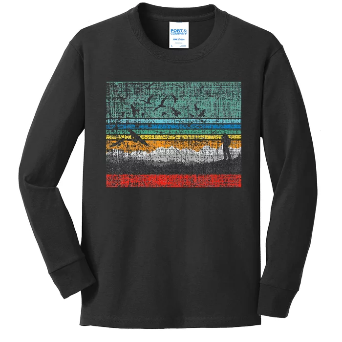 Retro Birding Bird Watching Bird Watcher Birder Kids Long Sleeve Shirt