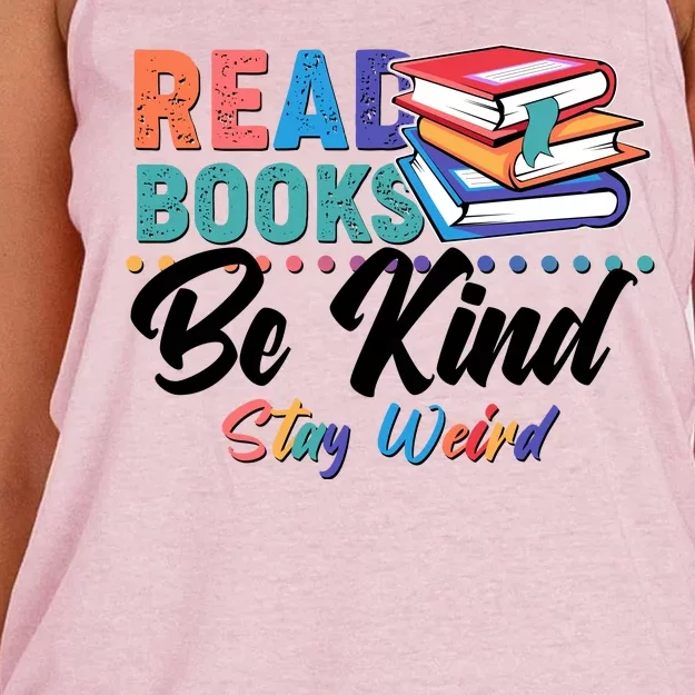 Read Books Be Kind Stay Weird Women's Knotted Racerback Tank