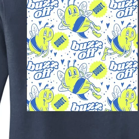 Retro Bee Buzz Off Cartoon Women's Pullover Hoodie