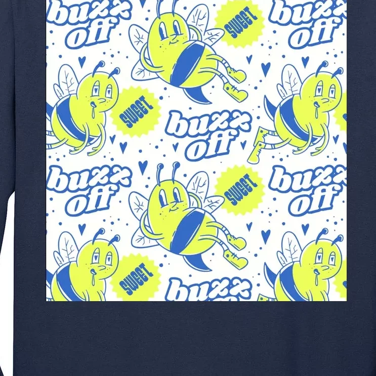 Retro Bee Buzz Off Cartoon Tall Long Sleeve T-Shirt