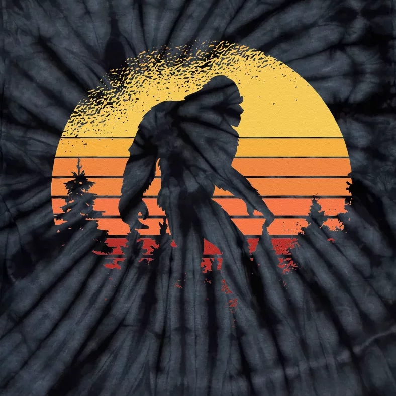 Retro Bigfoot Believer Silhouette Sasquatch Hide And Seek Tie-Dye T-Shirt