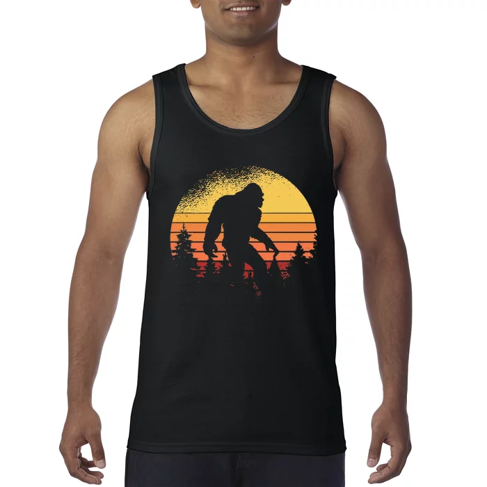 Retro Bigfoot Believer Silhouette Sasquatch Hide And Seek Tank Top