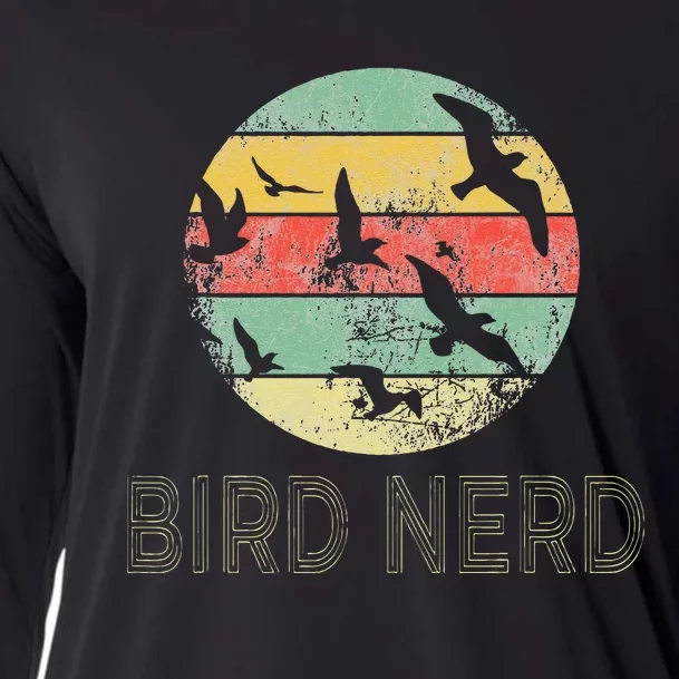 Retro Birding Bird Watching Nerd Funny Bird Watcher Cooling Performance Long Sleeve Crew