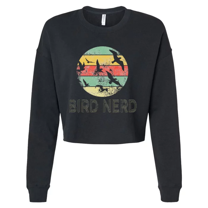 Retro Birding Bird Watching Nerd Funny Bird Watcher Cropped Pullover Crew