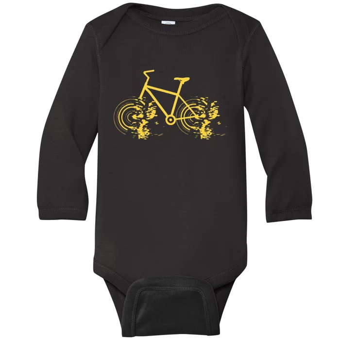 Riding Bike Bicycle Fast Cycling Road Silhouette Baby Long Sleeve Bodysuit