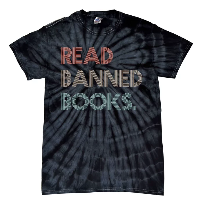 Read Banned Books Librarians Banned Books Week Retro Vintage Tie-Dye T-Shirt