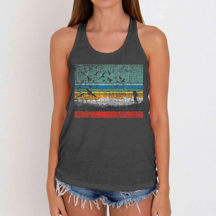 Retro Birding Bird Watching Bird Watcher Birder Women's Knotted Racerback Tank