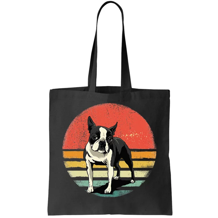 Retro Boston Bull Terrier Dog Puppy Boston Terrier Dad Mom Tote Bag