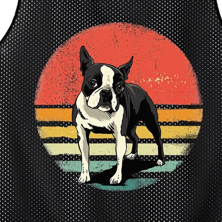 Retro Boston Bull Terrier Dog Puppy Boston Terrier Dad Mom Mesh Reversible Basketball Jersey Tank