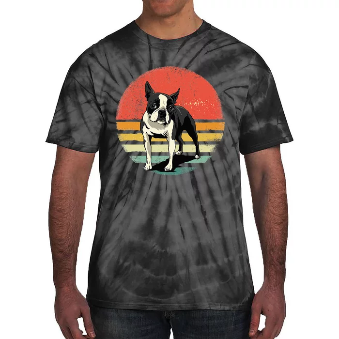 Retro Boston Bull Terrier Dog Puppy Boston Terrier Dad Mom Tie-Dye T-Shirt