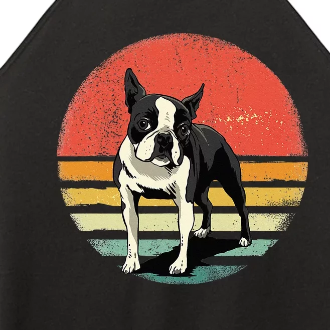 Retro Boston Bull Terrier Dog Puppy Boston Terrier Dad Mom Women’s Perfect Tri Rocker Tank