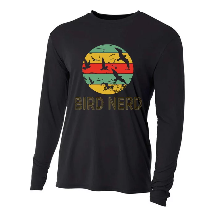 Retro Birding Bird Watching Nerd Funny Bird Watcher Cooling Performance Long Sleeve Crew